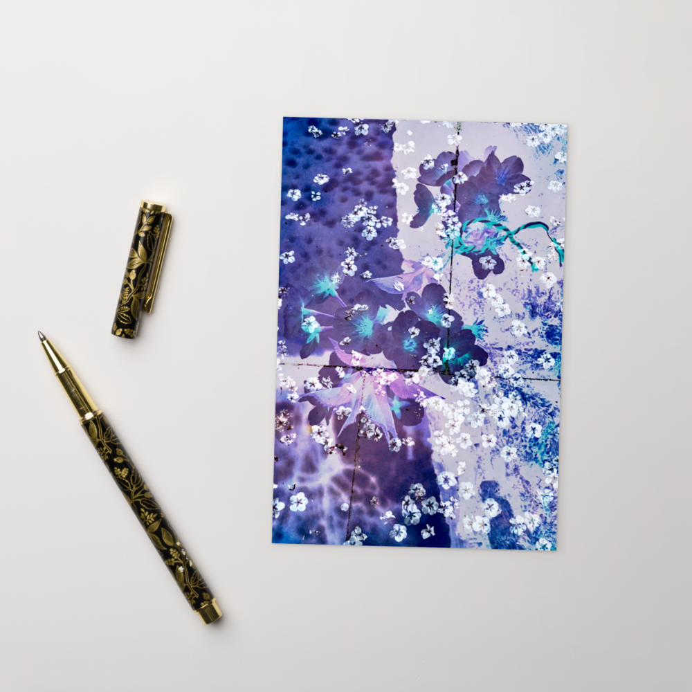 Chinese-Inspired Purple Blooms Greeting Card / Postcard