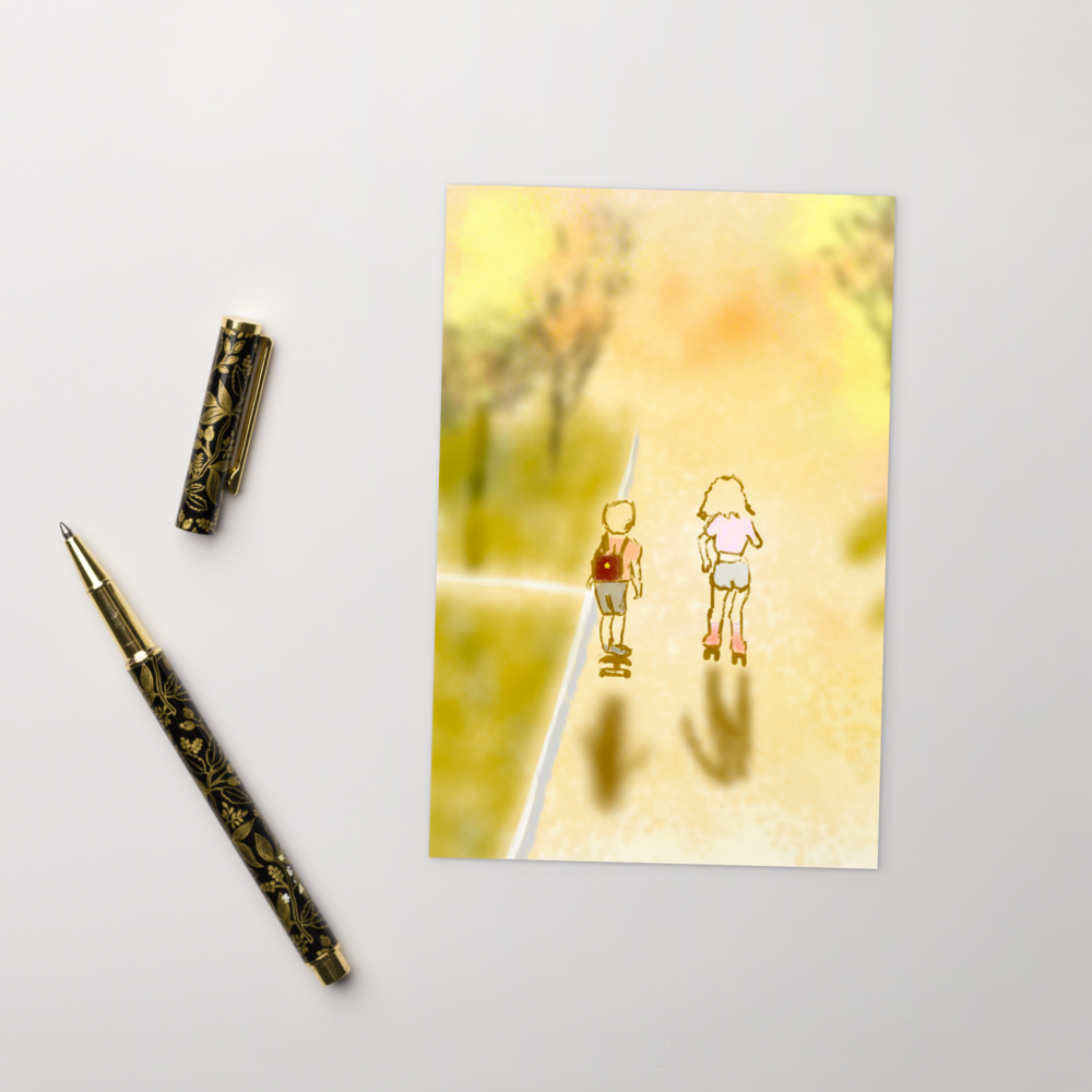 Sunset Skateboard & Roller Skater Kids Card