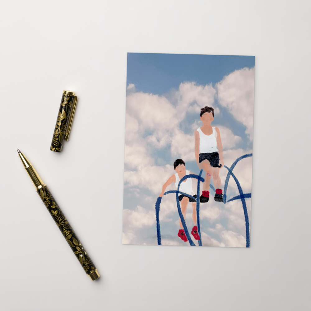 Boys On The Frame - Greeting Card / Postcard