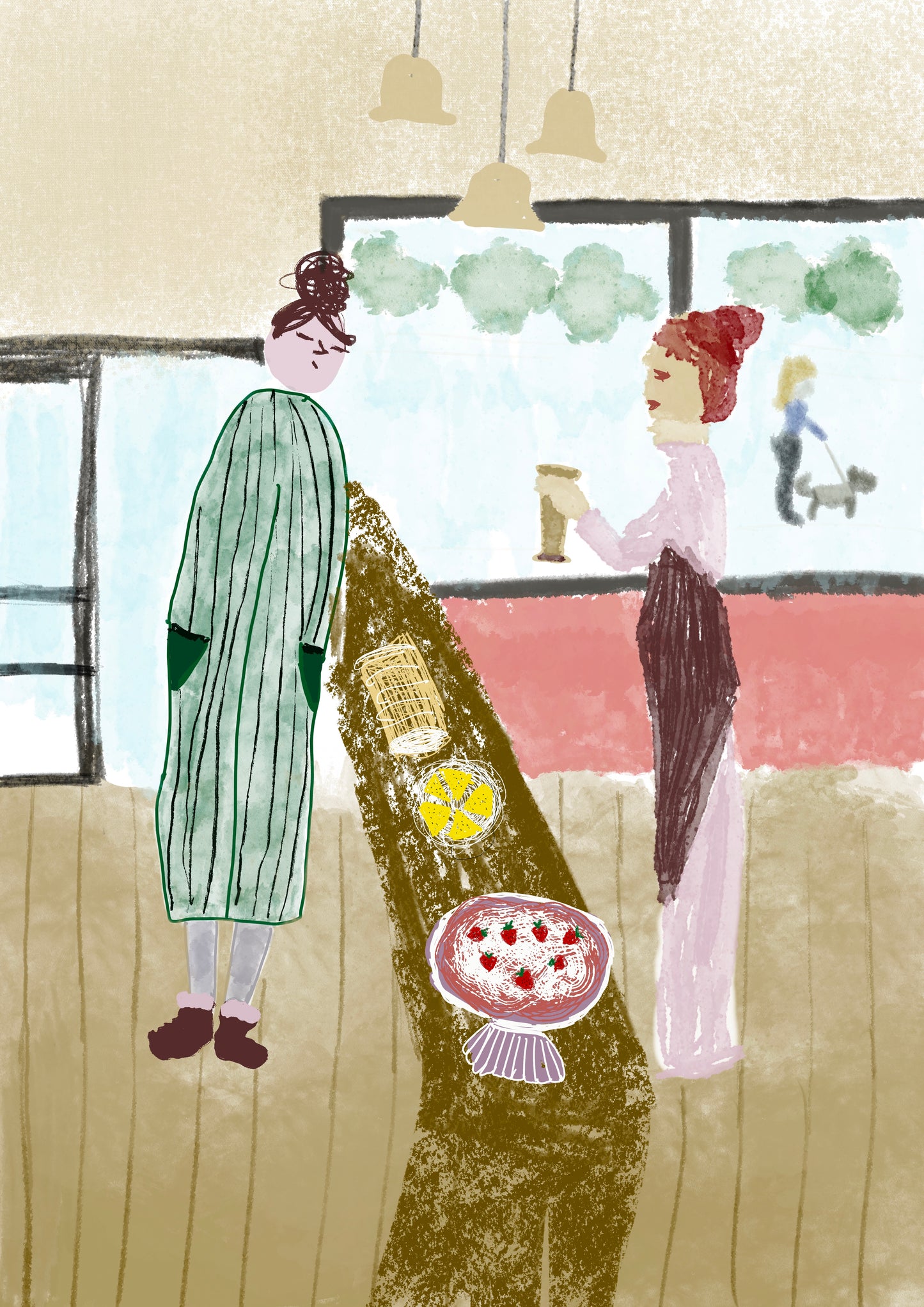 Cozy Vintage Coffee Shop Greeting Card / Postcard