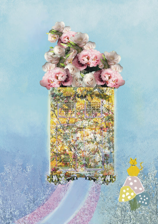 Whimsical Floral House Greeting Card/Postcard