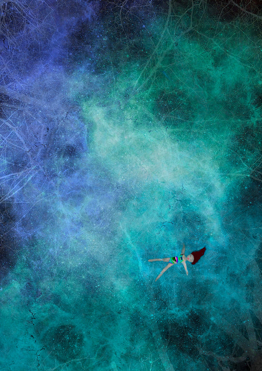 Galaxy Girl  Floating In Stars Greeting Card / Postcard