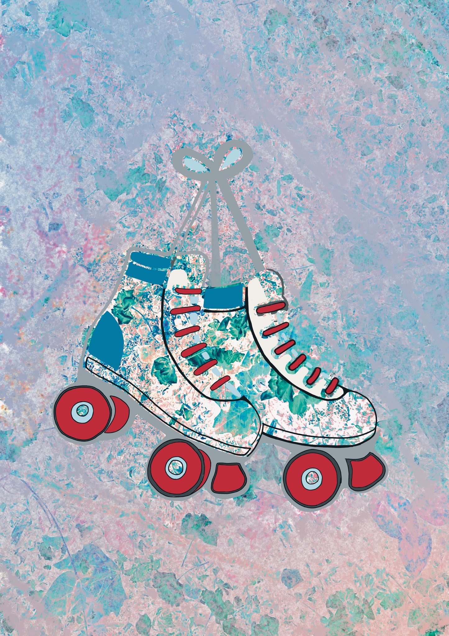Vintage Roller SkatesGreeting Card - Retro Skating Art Card