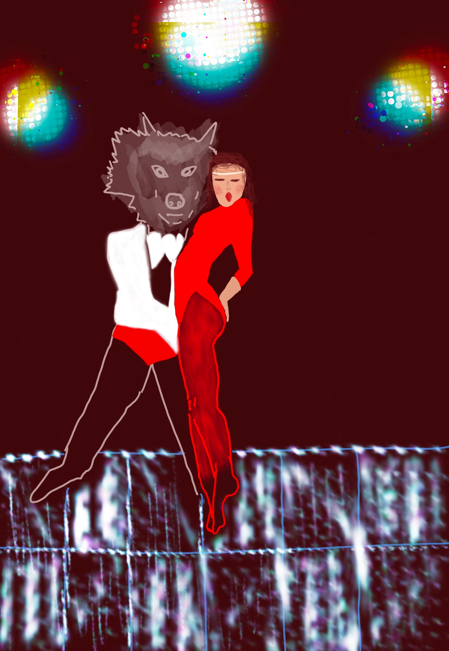 Quirky Dancing Wolf Greeting Card