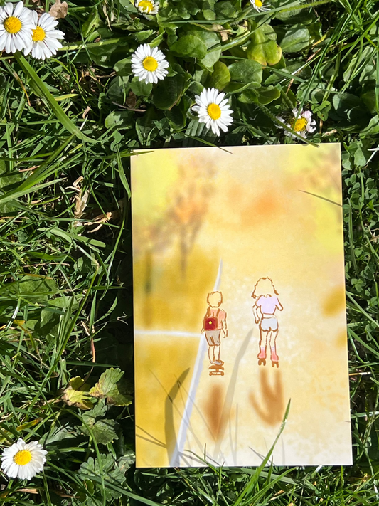Sunset Skateboard & Roller Skater Kids Card