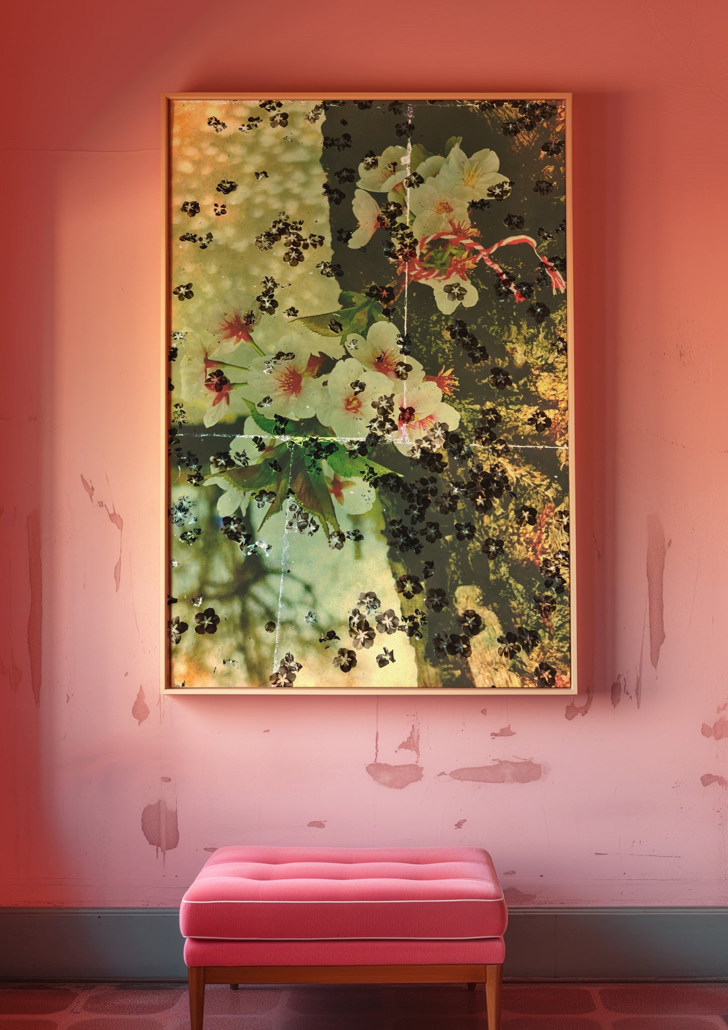 Green Vintage Floral Poster – Layered Botanical Wall Art