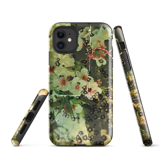 Green Floral iPhone Case – Vintage Botanical Tough Phone Cover
