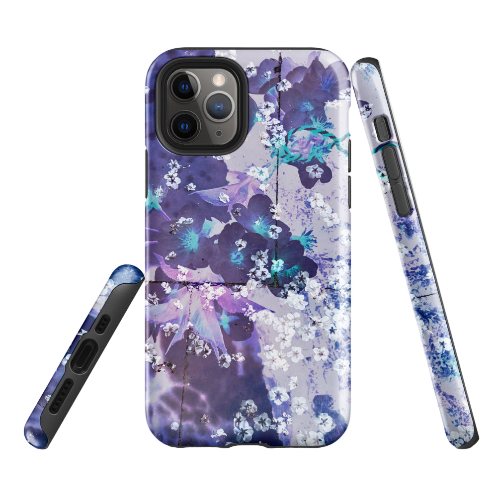 Purple Layered Floral iPhone Case – Surreal Pastel Flower Tough Cover