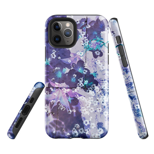 Purple Layered Floral iPhone Case – Surreal Pastel Flower Tough Cover