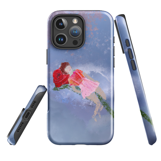 Dreamy Girl on Cloud iPhone Case – Pastel Rose Art Phone Cover